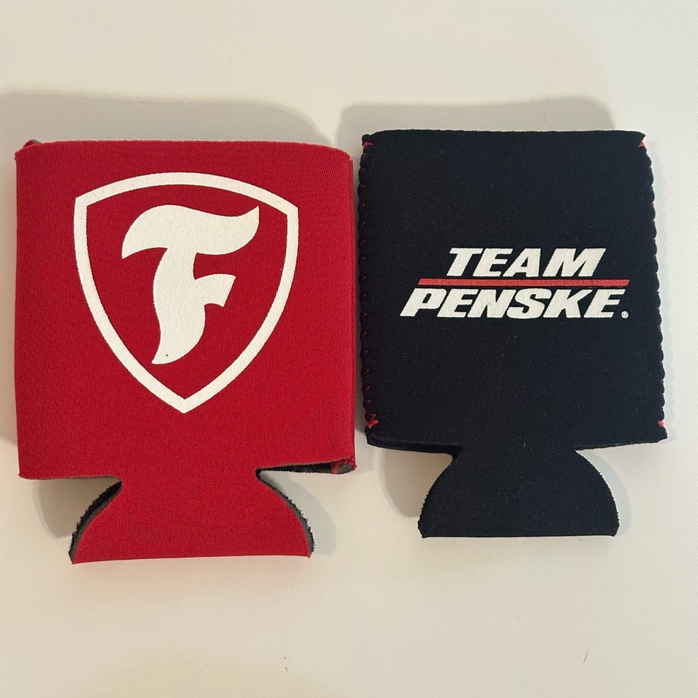 Team Penske & Firestone Racing Red & Black Soda/Beer Can Koozie Cooler Lot Of 2